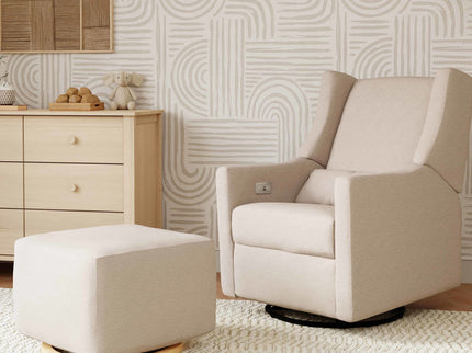 M26385PBEWLB,Babyletto,Kiwi Gliding Ottoman in Performance Beach Eco-Weave w/ Light Wood Base