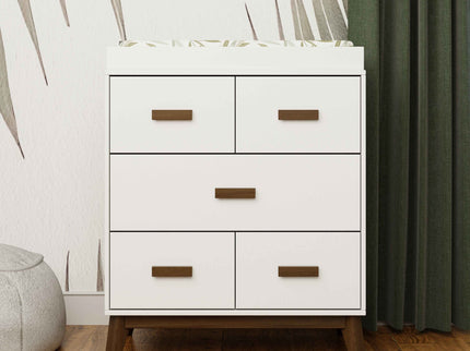 M5823WNL,Babyletto,Scoot 3-Drawer Changer Dresser in White/Natural Walnut Finish