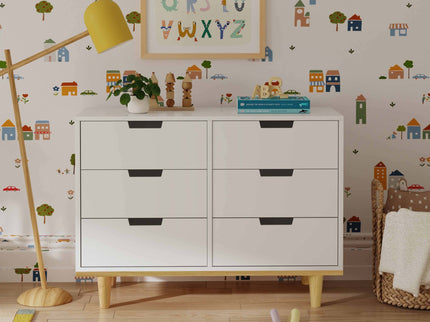 W4926WN,DaVinci,Marley 6-Drawer Double Dresser in White/Natural