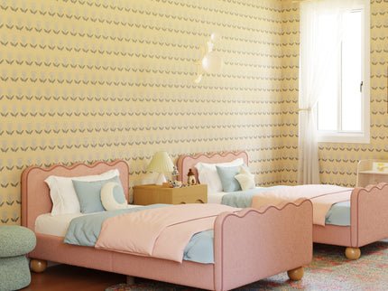 M31369PRSBRY,Babyletto Kids,Rizo Twin Bed in Performance Rose Boucle w/Raspberry Piping