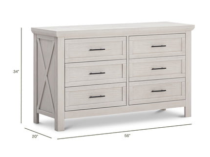 B14516WDF,Monogram by Namesake,Emory Farmhouse 6-Drawer Dresser in White Driftwood