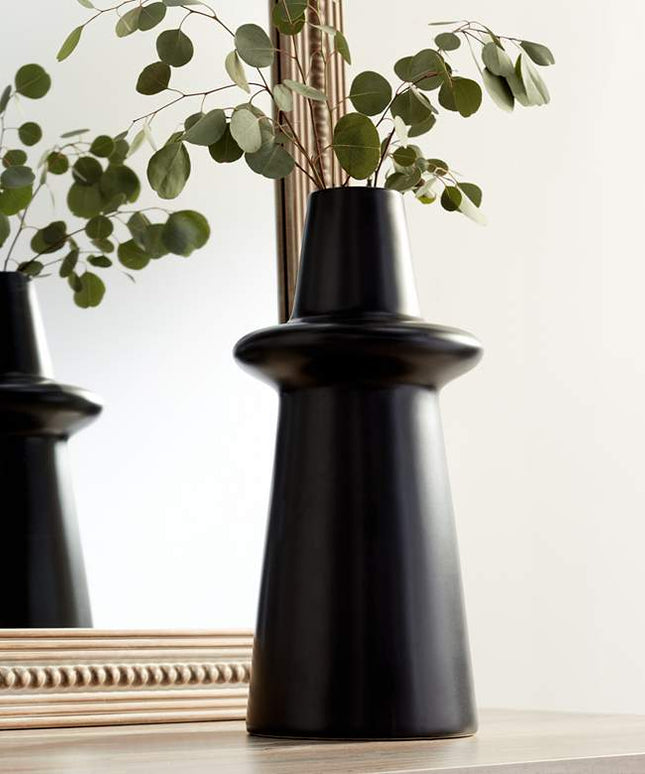 Decker 17 3/4" High Matte Black Ceramic Vase