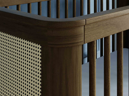 M23701NLBC,Namesake,Marin with Cane 3-in-1 Convertible Crib in Natural Walnut and Blonde Cane