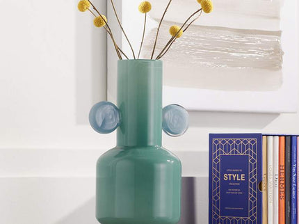 Delvin 12 1/4" High Green and Blue Glass Decorative Vase