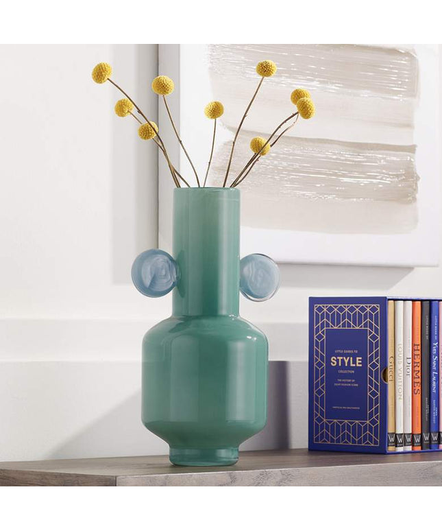 Delvin 12 1/4" High Green and Blue Glass Decorative Vase