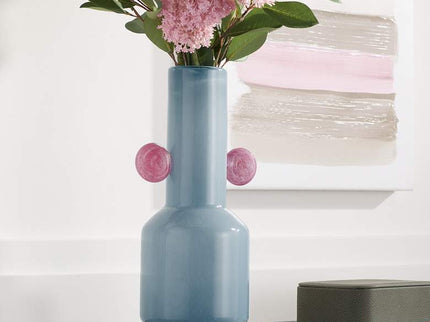 Delvin 16 1/4" High Blue and Pink Glass Decorative Vase