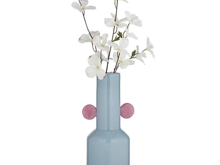 Delvin 16 1/4" High Blue and Pink Glass Decorative Vase