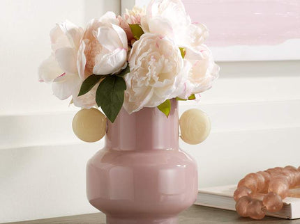 Delvin 8 1/2" High Pink and Yellow Glass Decorative Vase