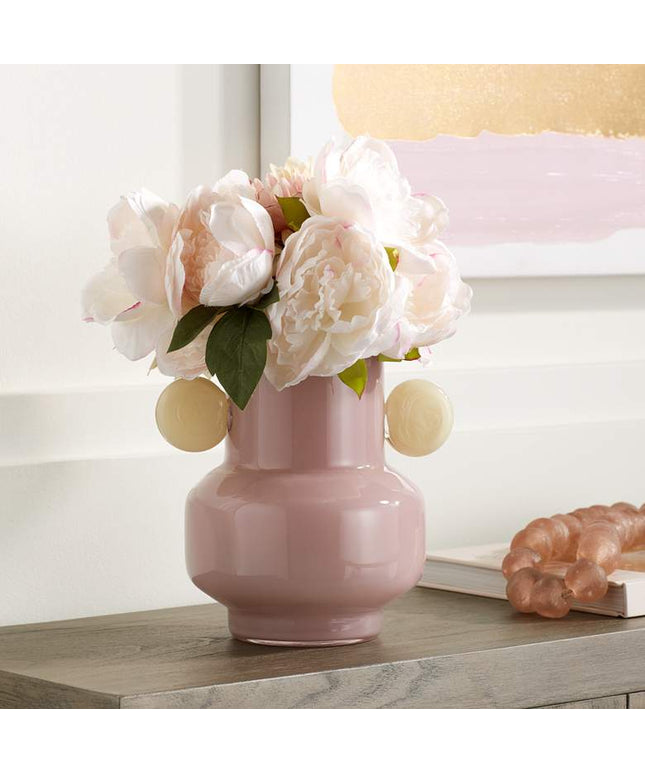 Delvin 8 1/2" High Pink and Yellow Glass Decorative Vase