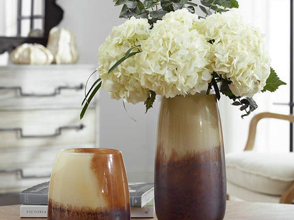 Desert Wind 12"H Light Sand Dark Bronze Glass Vases Set of 2