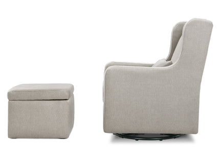 F18787PFTGRY,Carter's,Adrian Swivel Glider with Storage Ottoman in Performance Grey Linen
