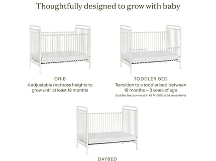 B15501WX,Namesake,Abigail 3-in-1 Convertible Crib in Washed White