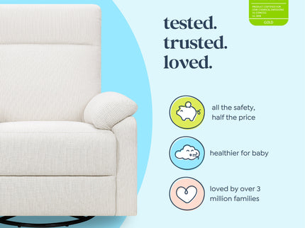 M24387FCS,DaVinci,Suzy Swivel Recliner in Fog Chatham Stripe Performance Eco-Weave