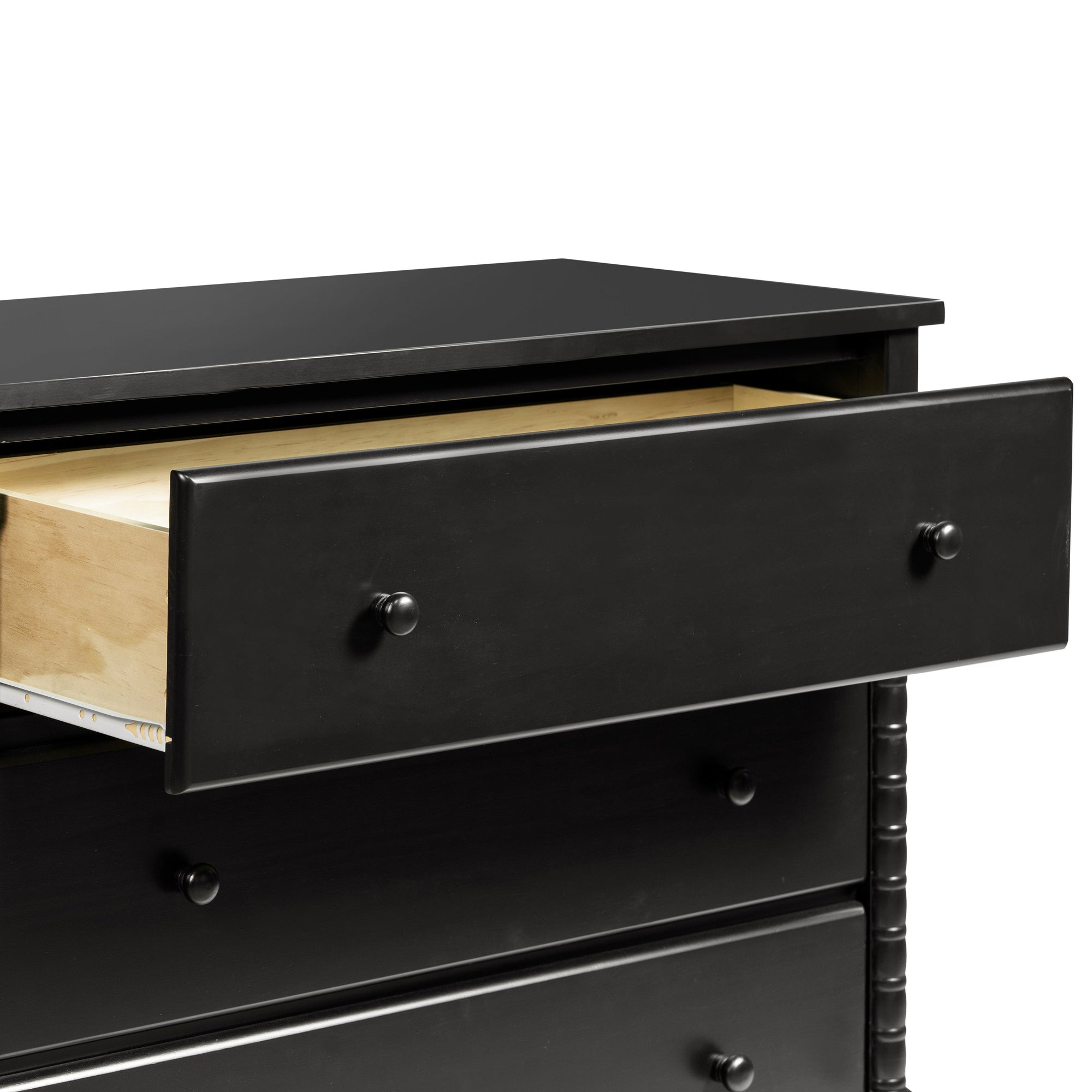 M7323E,DaVinci,Jenny Lind Spindle 3-Drawer Dresser in Ebony Black