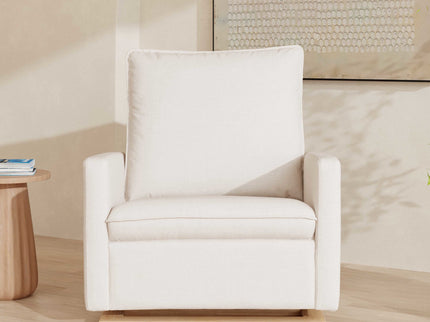 M20984PCMEWLB,Babyletto,Cali Pillowback Chair and a Half Glider in Performance Cream Eco-Weave w/ Light Wood Base