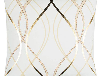 Doh White and Gold Geometric 20" Square Decorative Pillow