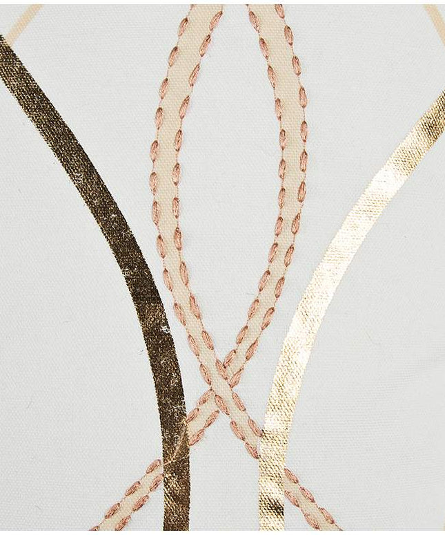 Doh White and Gold Geometric 20" Square Decorative Pillow