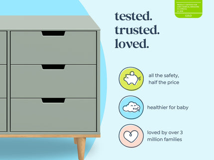 W4926LSHY,DaVinci,Marley 6-Drawer Double Dresser in Light Sage & Honey