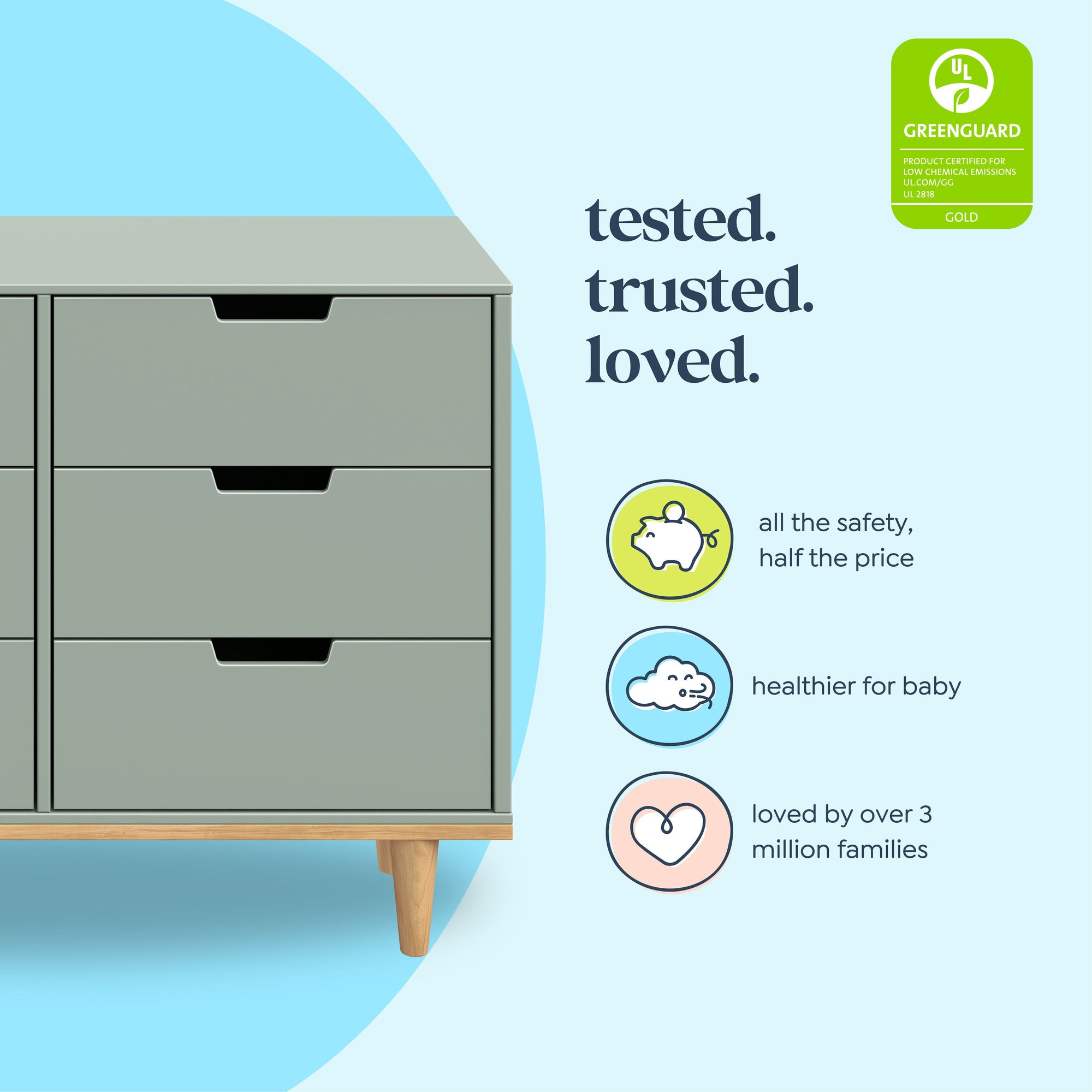 W4926LSHY,DaVinci,Marley 6-Drawer Double Dresser in Light Sage & Honey