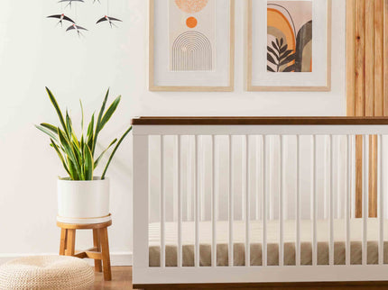 M5801WNL,Babyletto,Scoot 3-in-1 Convertible Crib w/ToddlerBed Conversion Kit in White/NaturalWalnut