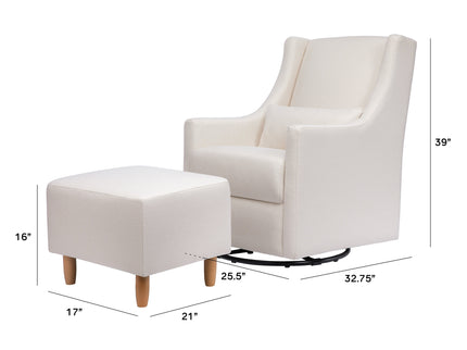 M11287PCMEW,Babyletto,Toco Swivel Glider and Ottoman in Performance Cream Eco-Weave w/Natural Feet