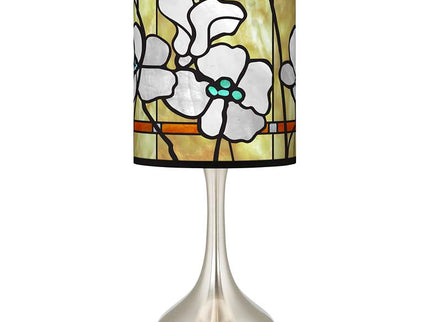 Droplet Accent Table Lamp with Magnolia Mosaic Pattern Printed Shade