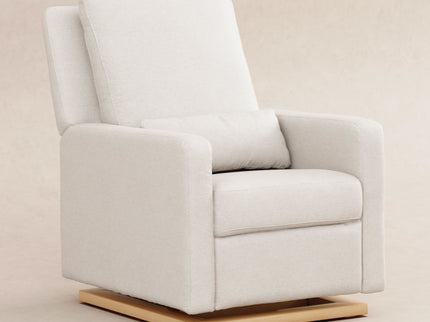 M23085PCMEWLB,Babyletto,Sigi Glider Recliner w/ Electronic Control and USB in Performance Cream Eco-Weave w/Light wood base