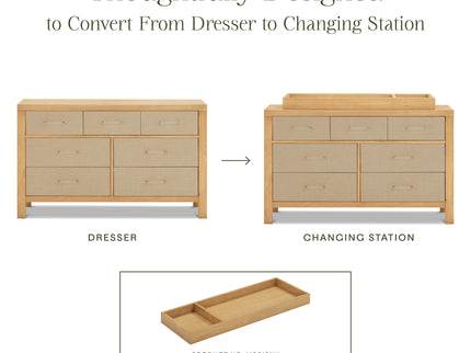 M24816HYPSEW,Namesake,Eloise 7-Drawer Assembled Dresser in Honey & Performance Sand Eco-Weave