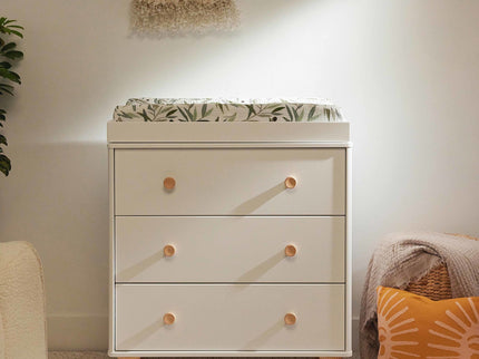 M9023WN,Babyletto,Lolly 3-Drawer Changer Dresser w/Removable Changing Tray in White/Natural