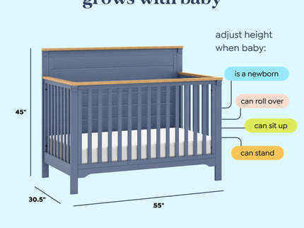 M27201CVBHY,DaVinci,Shea 4-in-1 Convertible Crib in Cove Blue and Honey