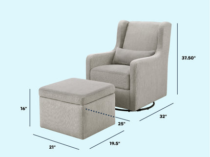 F18787PFTGRY,Carter's,Adrian Swivel Glider with Storage Ottoman in Performance Grey Linen