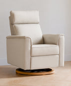 Ivory Boucle with Light Wood Base