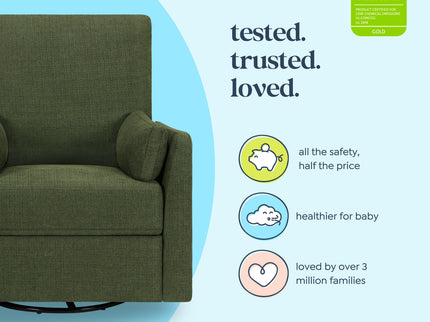 F24687PFGL,Carter's,Ethan Swivel Recliner in Performance Forest Green Linen