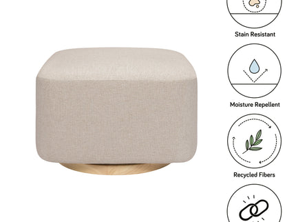 M26385PBEWLB,Babyletto,Kiwi Gliding Ottoman in Performance Beach Eco-Weave w/ Light Wood Base