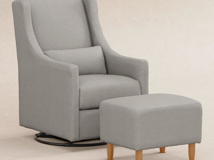 M11287PGEW,Babyletto,Toco Swivel Glider and Ottoman in Performance Grey Eco-Weave w/Natural Feet