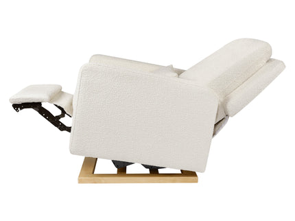 M23085WBLB,Babyletto,Sigi Glider Recliner w/ Electronic Control and USB in Ivory Boucle w/Light Wood Base