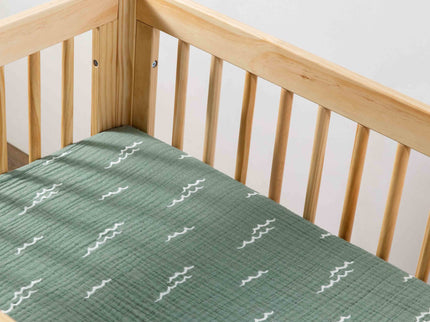 T27133,Babyletto,Ocean Waves Muslin All-Stages Midi Crib Sheet in GOTS Certified Organic Cotton