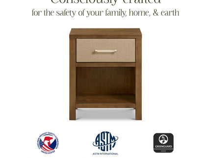 M24860NLPSEW,Namesake,Eloise Nightstand  Assembled in Natural Walnut & Performance Sand Eco-Weave