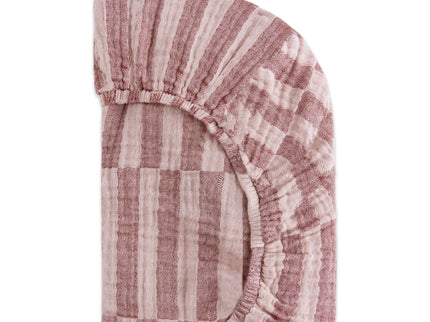 T30434,Babyletto,Maroon Stripe Muslin All-Stages Bassinet Sheet in GOTS Certified Organic Cotton