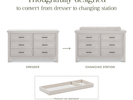 B14516WDF,Monogram by Namesake,Emory Farmhouse 6-Drawer Dresser in White Driftwood