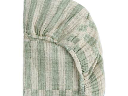 T30534,Babyletto,Moss Stripe Muslin All-Stages Bassinet Sheet in GOTS Certified Organic Cotton