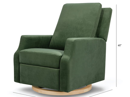 M22287FGVLB,Namesake,Crewe Recliner and Swivel Glider in Forest Green Velvet w/Light Wood Base