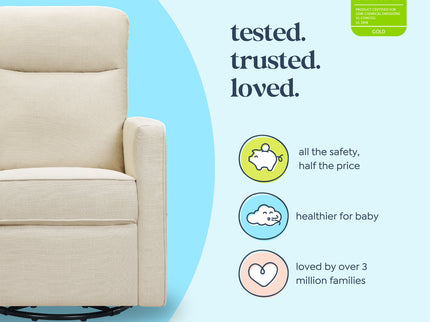 M19787NO,DaVinci,Gabby Pillowback Swivel Glider in Natural Oat