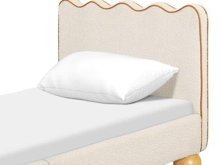 M31369PWBTAN,Babyletto Kids,Rizo Twin Bed in Performance Ivory Boucle w/ VTan Leather Piping