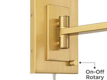 Easley 15" High Warm Gold Plug-In Swing Arm Wall Lamp Set of 2