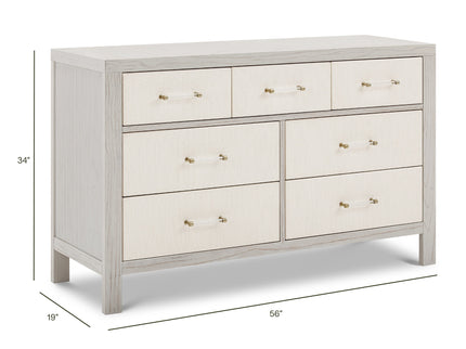 M24816WDFPEW,Namesake,Eloise 7-Drawer Assembled Dresser in White Driftwood and Performance Pearl Eco-Weave