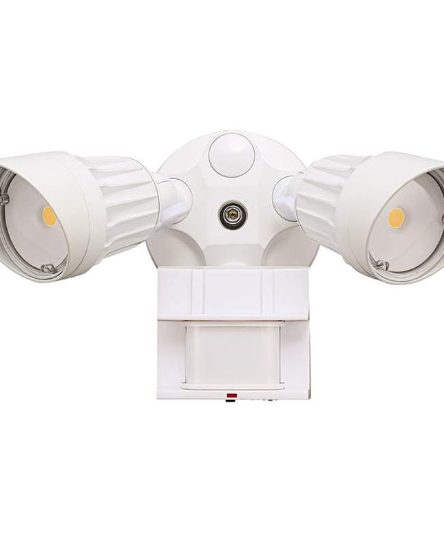 Eco-Star 13" Wide White Two Head LED Motion Security Flood Light