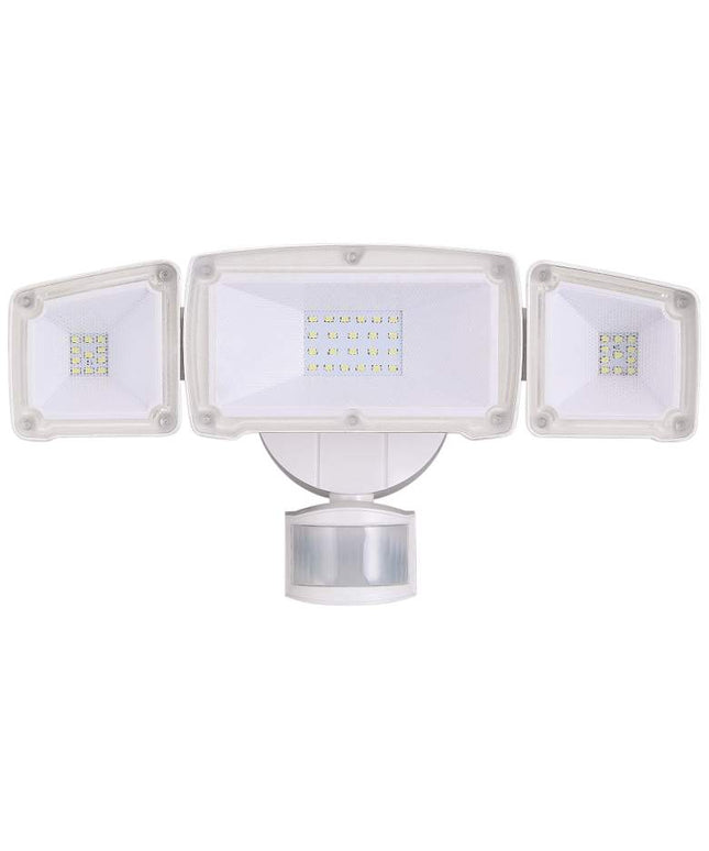 Eco-Star White Triple Flat Face Head LED Security Light
