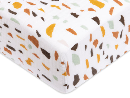 T29135,Babyletto,Terrazzo Muslin Crib Sheet in GOTS Certified Organic Cotton