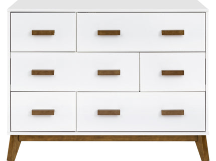 M5826WNL,Babyletto,Scoot 6-Drawer Dresser in White/Natural Walnut